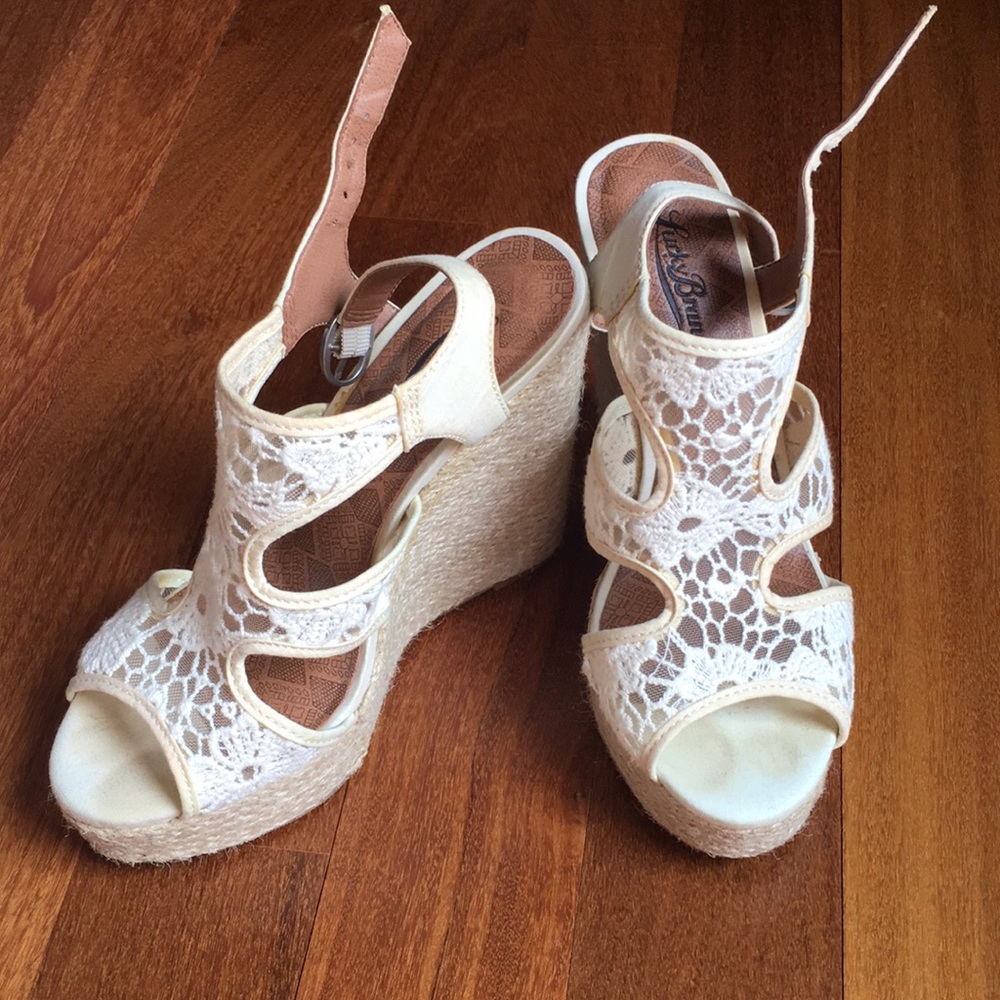 Cream lace wedge